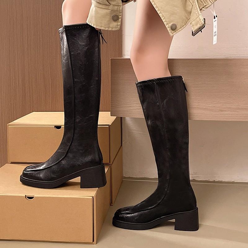 British style but knee boots women's new autumn and winter knight boots women's thick-soled thick-heeled rear zipper high boots