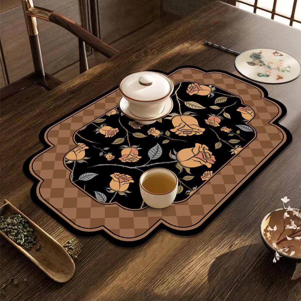 Diatomaceous Earth Kitchen Drain Mat, Custom-Shaped Insulated, Absorbent, Quick-Drying Placemat, Thickened, Wear-Resistant Bowl and Plate Mat
