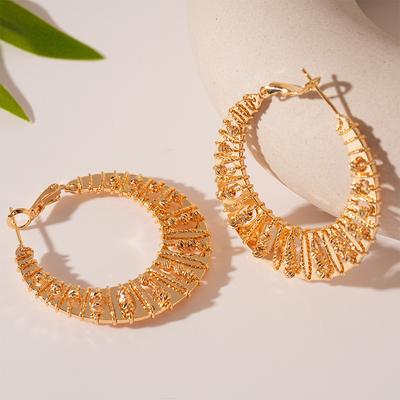 Geometric Circle Silver Needle Ear Ring Earrings Real Gold Electroplating Niche Premium Earrings
