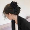 Women Hair Claw Anti-slip Elastic Spring Strong Claw Big Bow-knot Double Layers Hair Decoration Solid Color Princess Style Hair Gripper Hair
