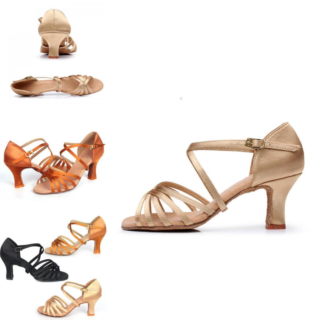Elegant Satin 5 Cm High Heel Adult Female Latin Modern Ballroom Dancing Shoes