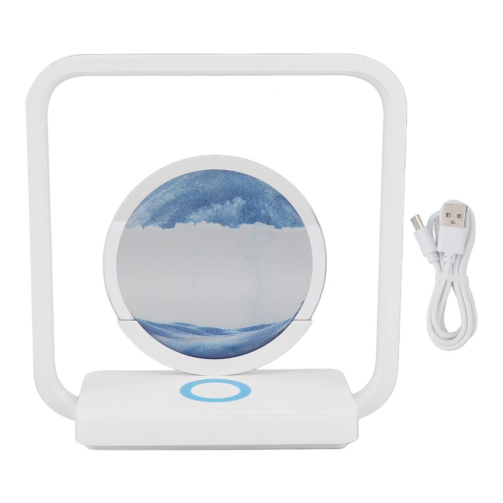 Moving Sand Art Decor Lamp with Wireless Phone Charger USB Powered 3D Liquid Motion Hourglass Touch