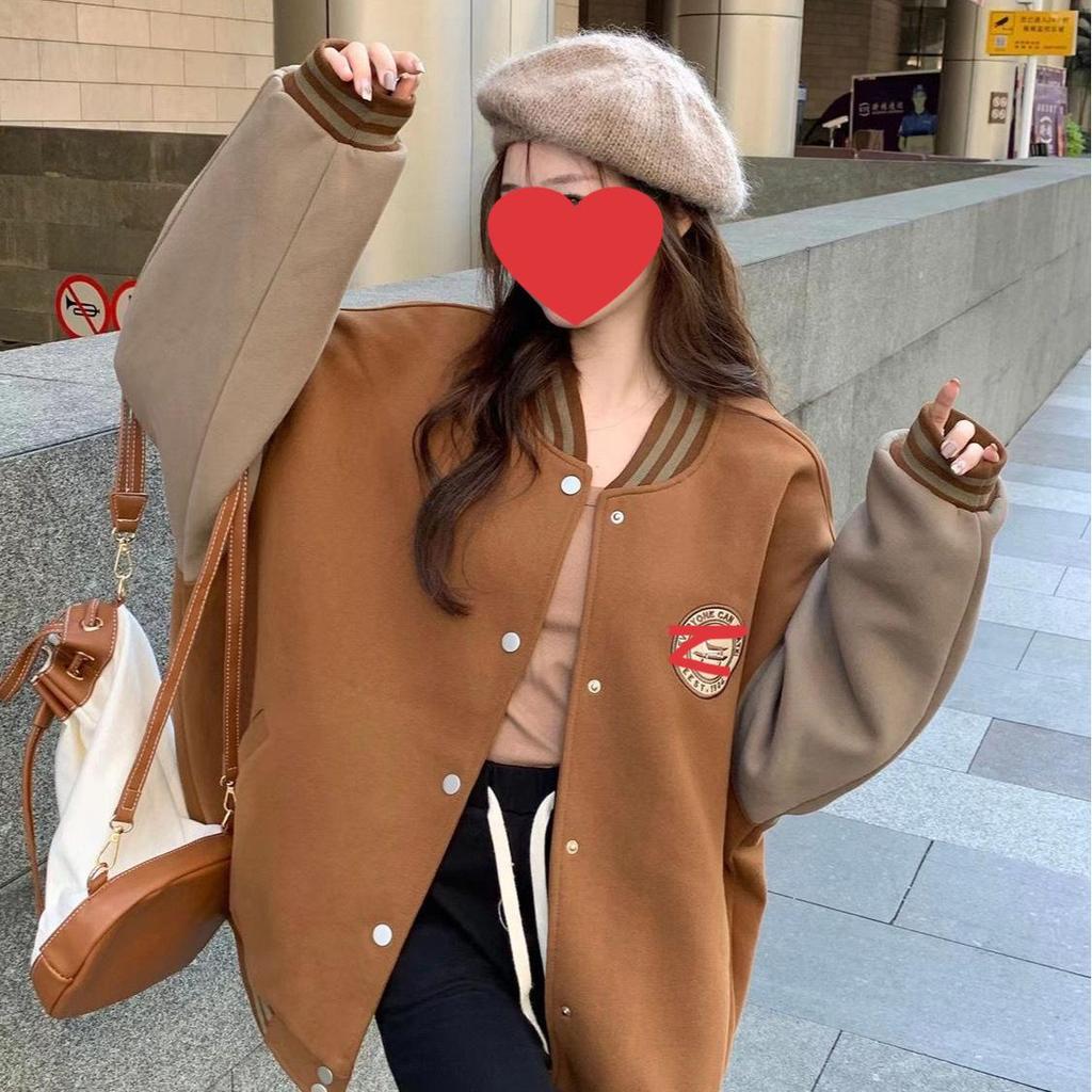 American Retro Embroidered Fleece Baseball Jacket - Loose, Versatile, Age-Reducing Outerwear for Couples - Autumn/Winter