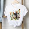 Butterfly Flower Streetwear Fashion Girls T-Shirts Harajuku White Clothes Short Sleeve Summer Tees Casual Female O-Neck Tops