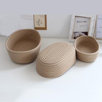 Storage Basket Storage Box Desktop Sundries Storage Basket Cosmetics Snack Porch Hand-Woven Cotton Thread Storage Basket Gift