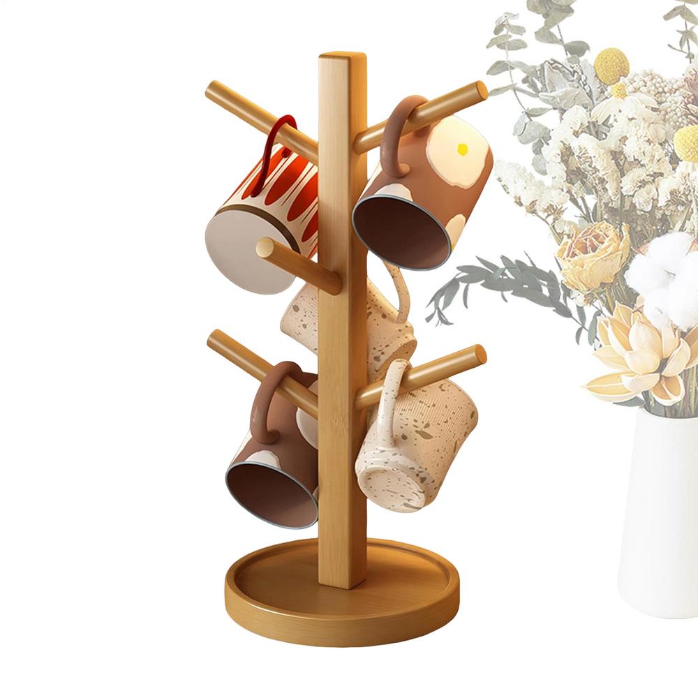 

Mug Tree Compact Cup Stand Bar Accessories 6-Hooks Coffee Mug Holder For Wedding Living Room Cafe Restaurant Hotel Party белый