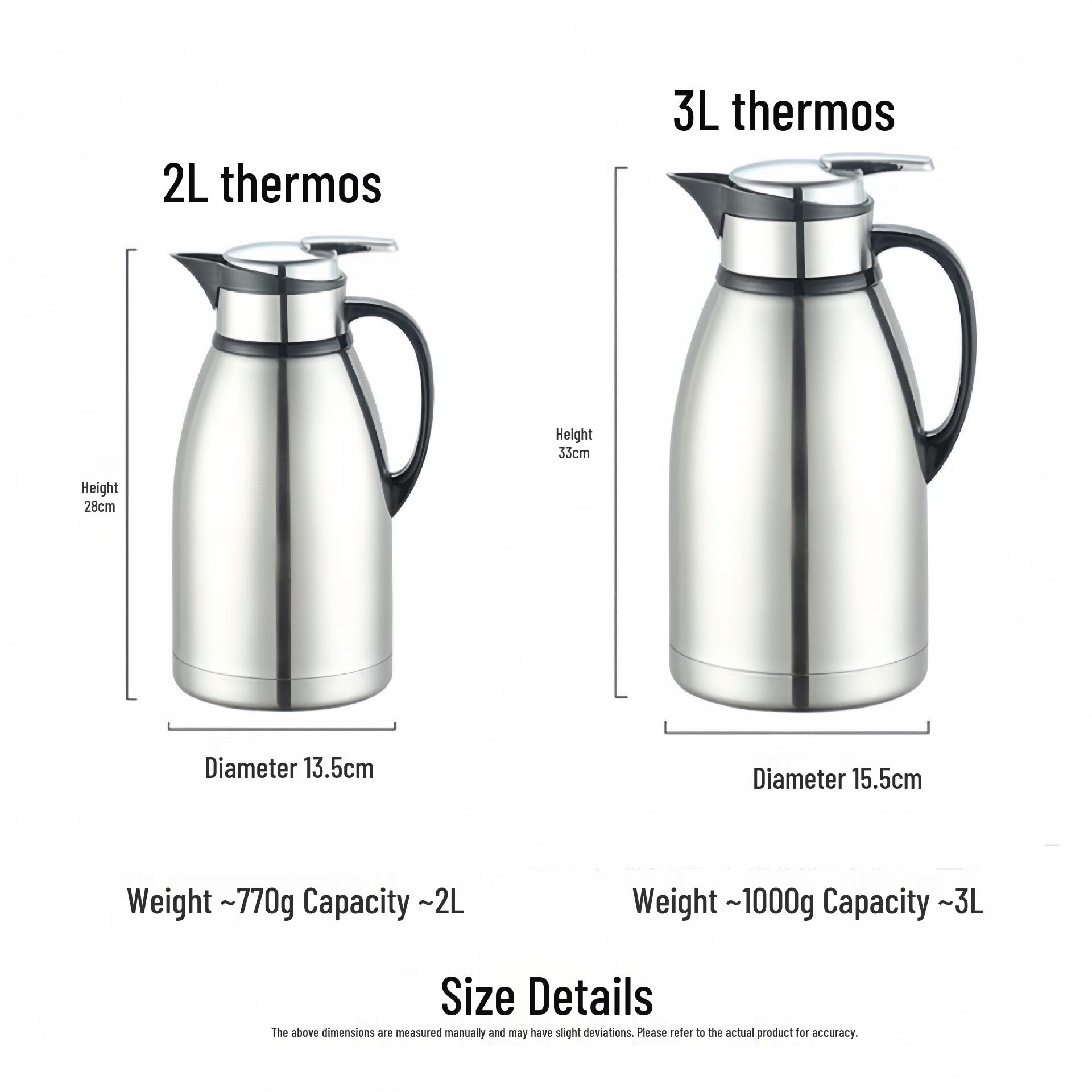 

Stainless Steel Double-Layer Vacuum Insulated Thermos Kettle - Large Capacity Hot Water Bottle for Home Use SUS201 Inner Liner, 4-Hour Insulation