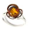 Srebrny pierścionek „Inspiracja” z bursztynem koniakowym (rodowany) - 12 mm