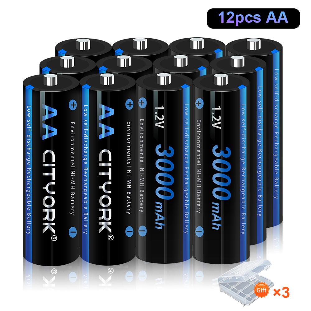 CITYORK 1.2V AA AAA NIMH Rechargeable Batteries 2A 3A With 12 Slots Fast Smart Intelligent charger for 1.2V AA AAA Battery