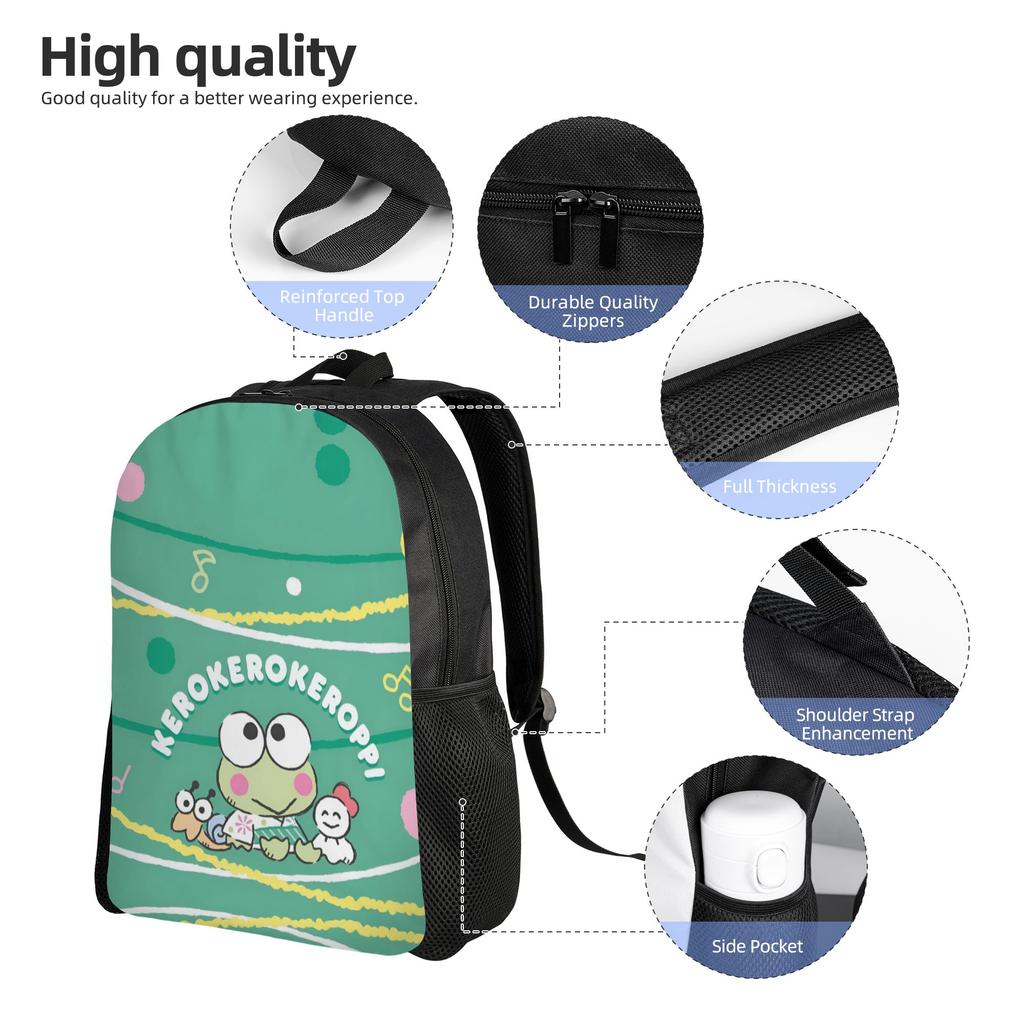 K-KeroKeroKeroppies Backpack for Women Men Waterproof College School Cute Frog Bag Print Bookbags