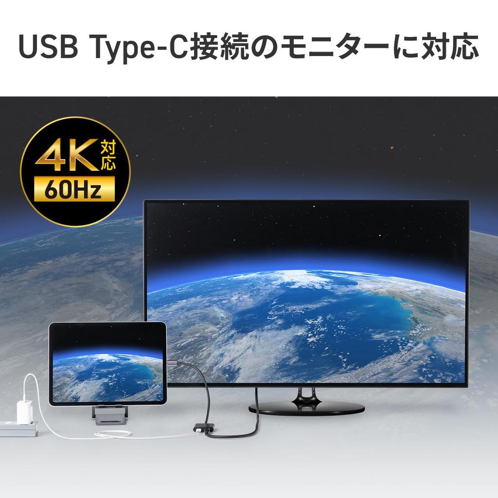 Sanwa Direct USB-C Expansion Adapter, Xreal Compatible, PD 100W Fast Charging, 4K/60Hz Video Output, Smart Glasses Hub Adapter (500-KC047)