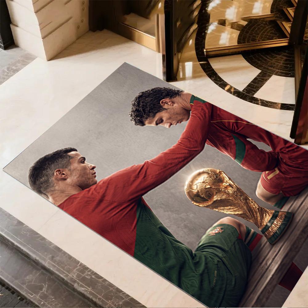 Cristiano Ronaldo Soccer Action Floor Mat Suitable for Dormitory Dining Room Living Rooms Study Room Anti-slip Rug Office Home Decor Best for Christma