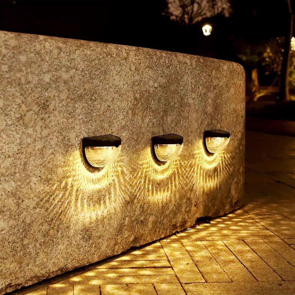 Solar Deck Lights,Solar Powered Fence Lights Dusk To Dawn LED Wall Light Outdoor Lighting Decoration for Step Yard Stair Patio Garden Warm Light