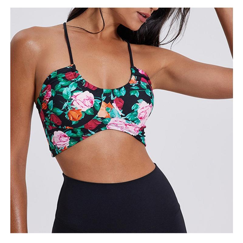 Women S Leopard Print U Neck Sports Bra Thin Strap Yoga Push Up Backless Bra