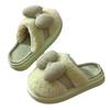 New autumn and winter household cotton slippers women's bow home indoor thickened fluffy warm non-slip cotton shoes