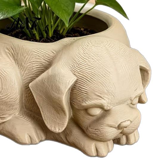 Wide Space Indoor Planter Cute Puppy Planter, 3D Printed Decorative Plant Pot, Unique Pot Dog Shaped for Succulents Home Office Decor Small Holder