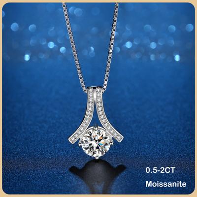 Reale 0.5-2 Carati D Colore Moissanite Collana con ciondolo di diamanti per le donne 100% S925 Collane in argento sterling Gioielleria raffinata
