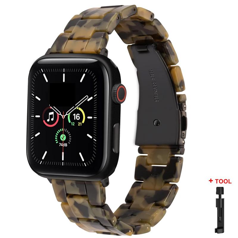 Resin Strap for Apple Watch Band 44mm 40mm 45mm 41mm 38mm 42mm Bracelet Correa iWatch Series 3 4 5 6 Se 7 Replacement Watchband