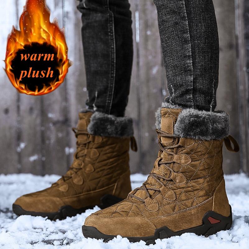 Golden Sapling Winter Warm Military Shoes Men Outdoor Windproof Work Mid-calf Boots Male Genuine Leather Non-slip Short Booties