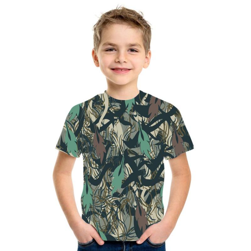Kinderkleidung Camouflage Farbe 3D-Druck T-Shirt Jungen Mädchen Kleidung 2-10 Jahre Kind Baby Rundhals Oberteil Sommer Outdoor Spielkleidung