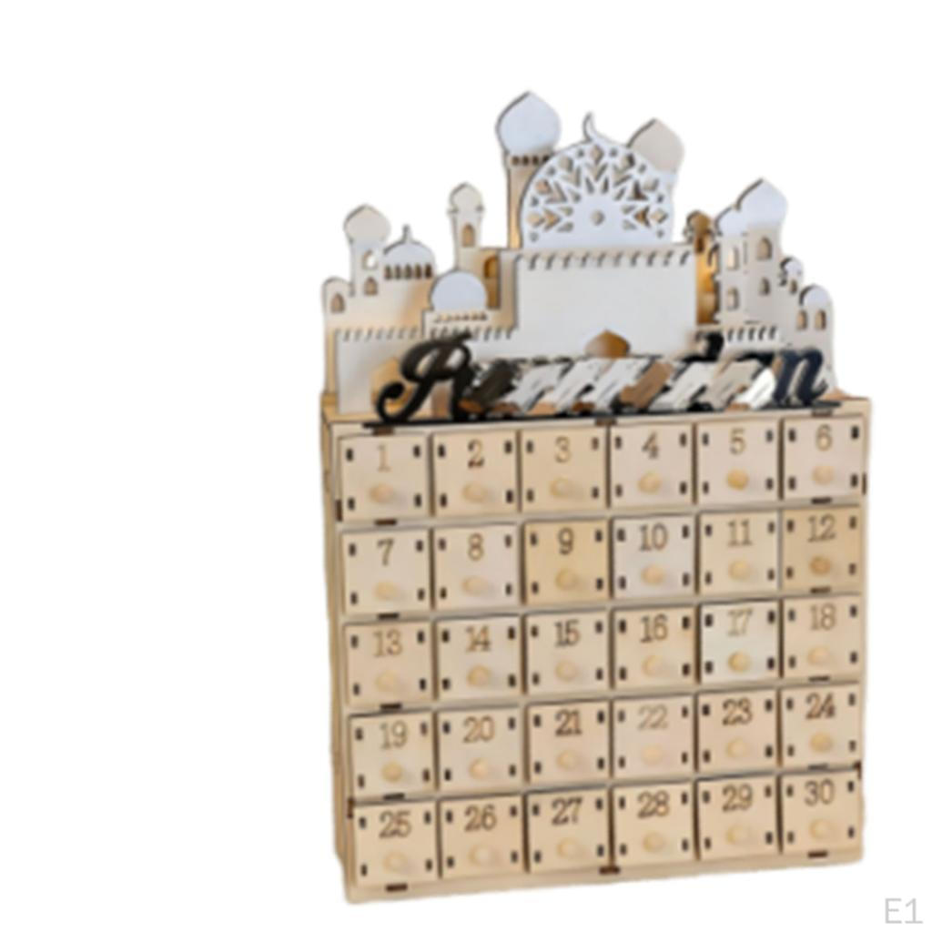 Ramadan Advent Calendar Eid Mubarak Decorative Ornament Fillable with Light for