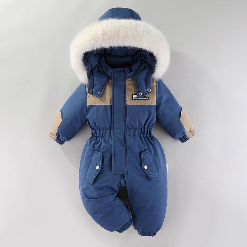 -30 Degree Winter Baby Ski Suit Jumpsuit Outwear Suits for Infants Baby Ski Suit Thick Baby Jumpsuit Waterproof Hooded for Girls Boys