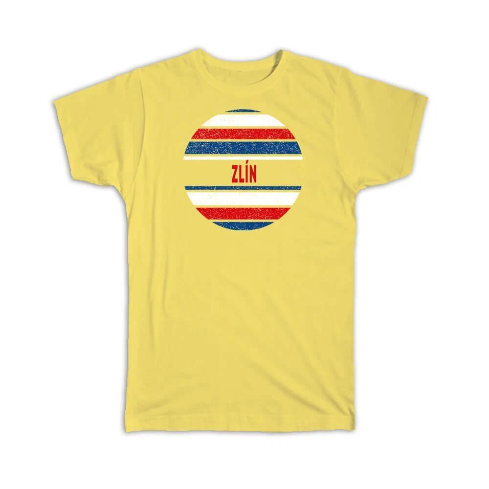 Gift T-Shirt : Zlin Czech Republic Distressed Retro Expat Vintage Flag 2XL