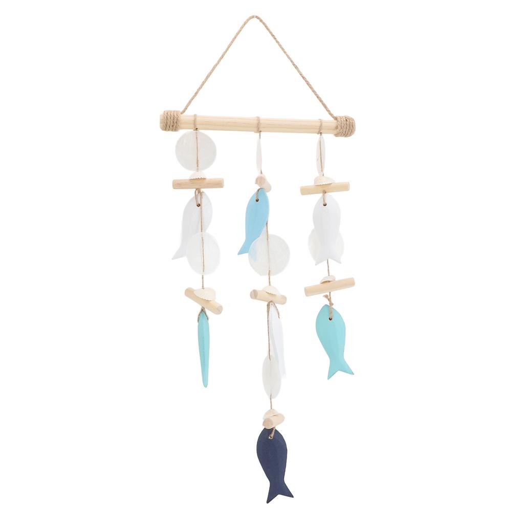 Fisch Windspiel Meeresthema Wandbehang Dekor Massivholz Hanfseil Muschel Fisch Glockenspiel für Zuhause