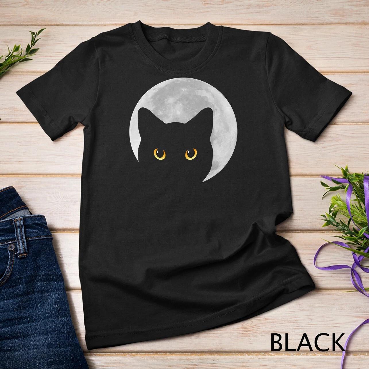 Black Cat Yellow Eyes Cats Moon T-Shirt Unisex T-shirt 1 M