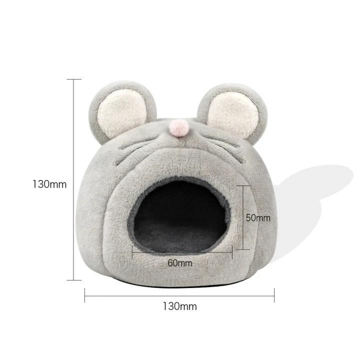 Cute Mouse Shaped Hamster Bed House, Hedgehog Hideout Nest Small Pet Winter Warm Cage Accessories