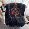  Fashion Luxury Embroidery Scarf Elegant Women Winter Thick Warm Neck Pashmina Long Fringe Scarves Lady Blanket Soft Shawl