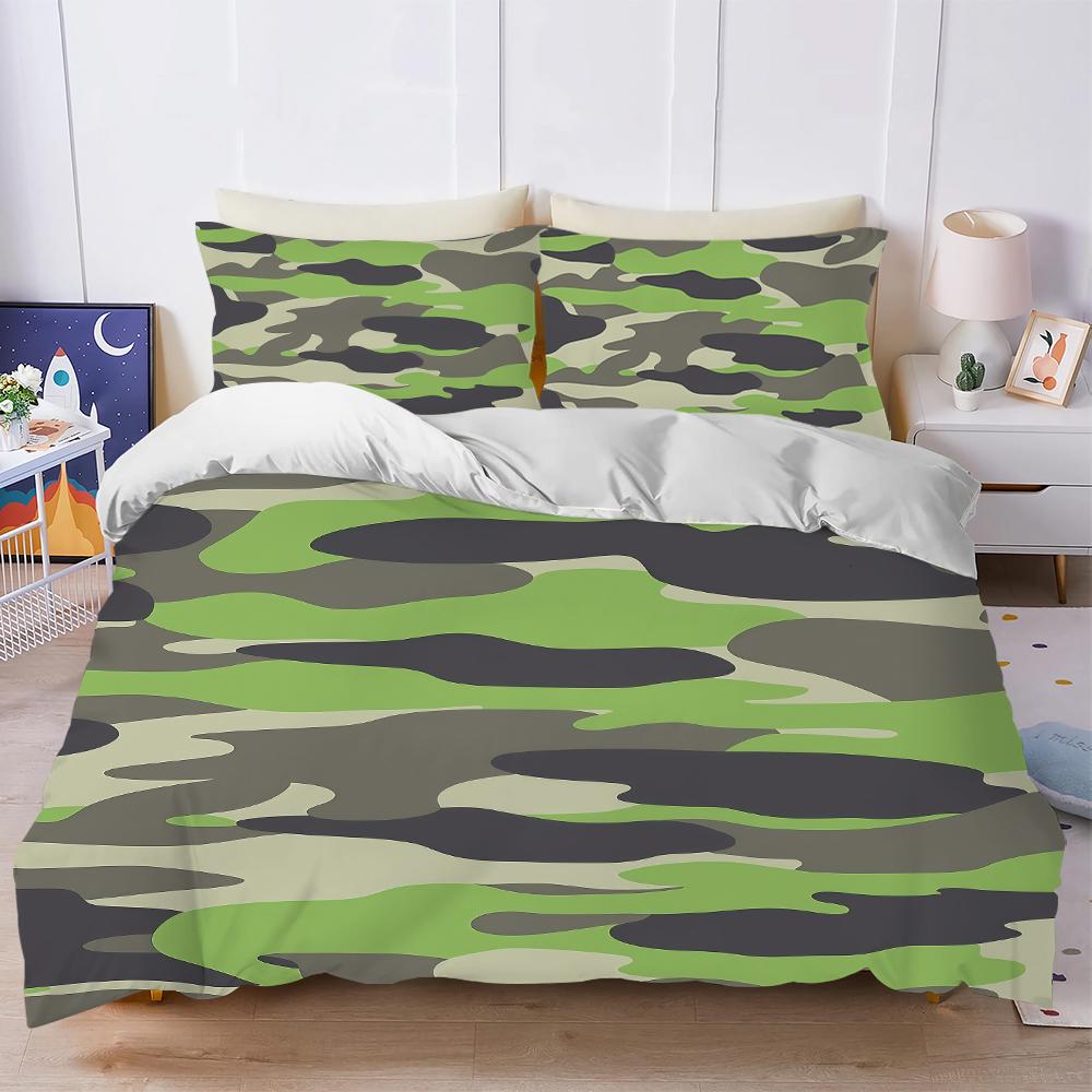 Military Camouflage Green Duvet Cover Set Soft Wash Bed 3 Piece Summer Comfortable Student Dormitory Home Baby Bedding Best
