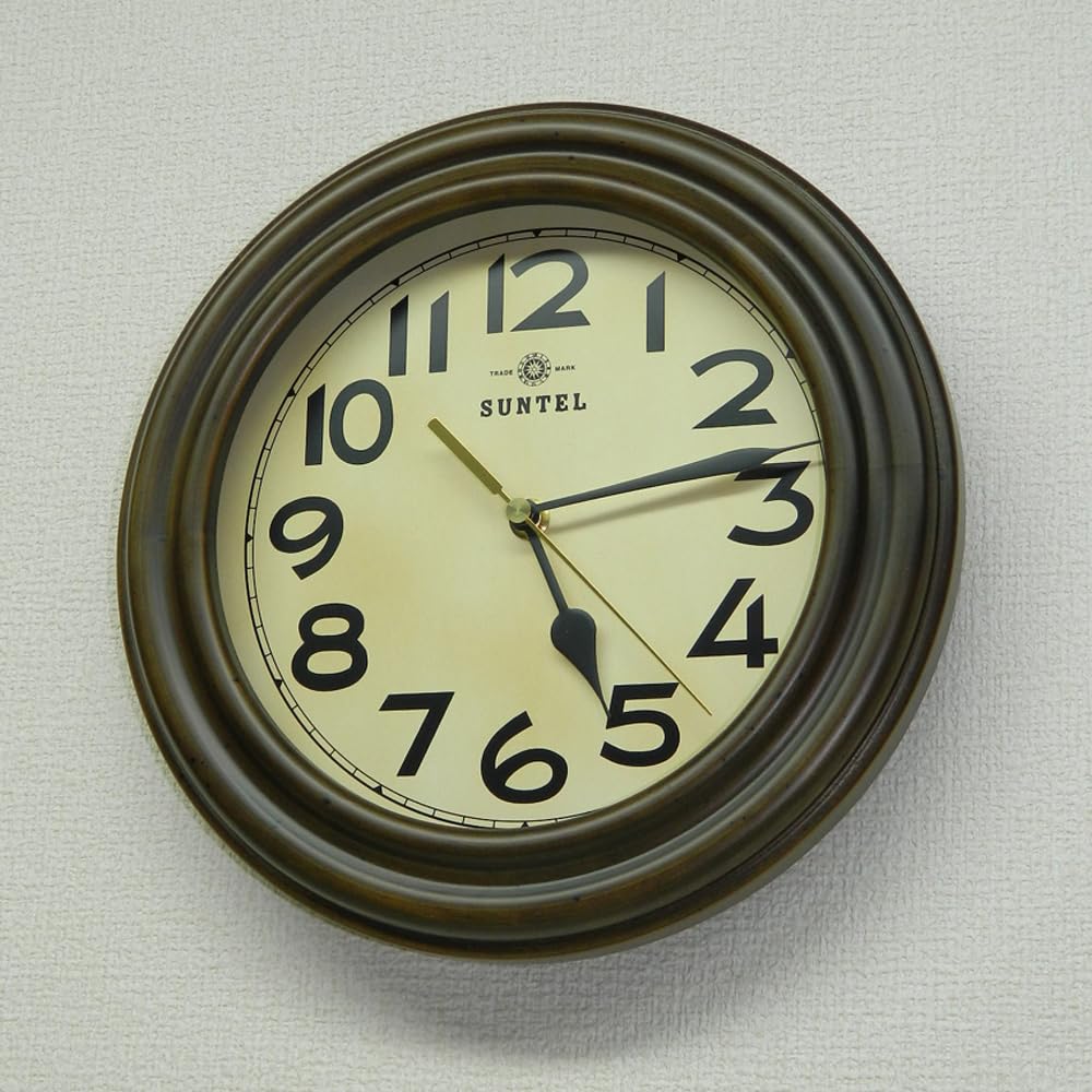Santell Made In Japan TRDE-MARK Retro Radio-Controlled Clock with Stand, Antique Brown, DQL668