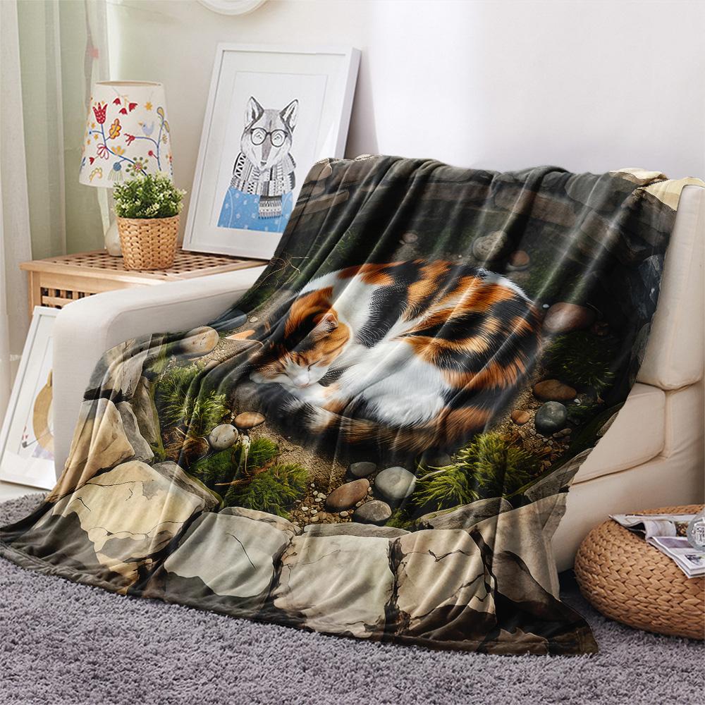 1PC 3D visual effects Print FlAannel Blanket, High quality Comfortable for All Seasons, Home Decor, Warmth and Comfort