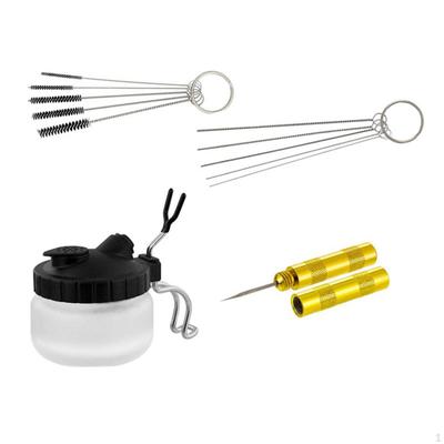 Airbrush Cleaning Pot Cleaner Portable Brushes Easy Use with Pen Holder Washing