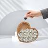 Heart Shaped Wooden Piggy Bank Transparent Window Smooth Surface Coin Savings Bank Durable Heart Piggy Bank for and Adults