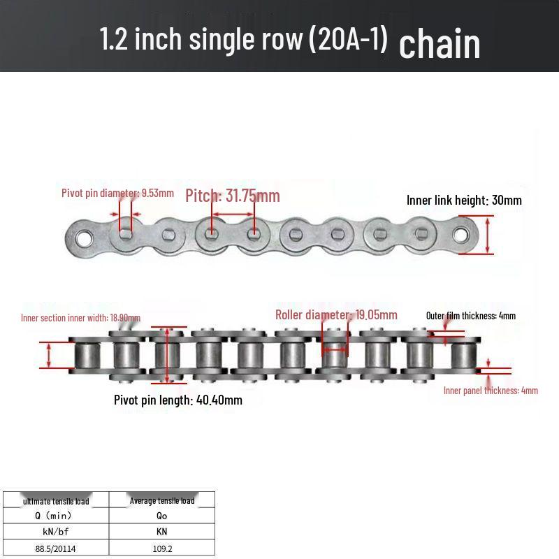 Double Row Industrial Transmission Chain with Single Row Sprocket for Large Chains