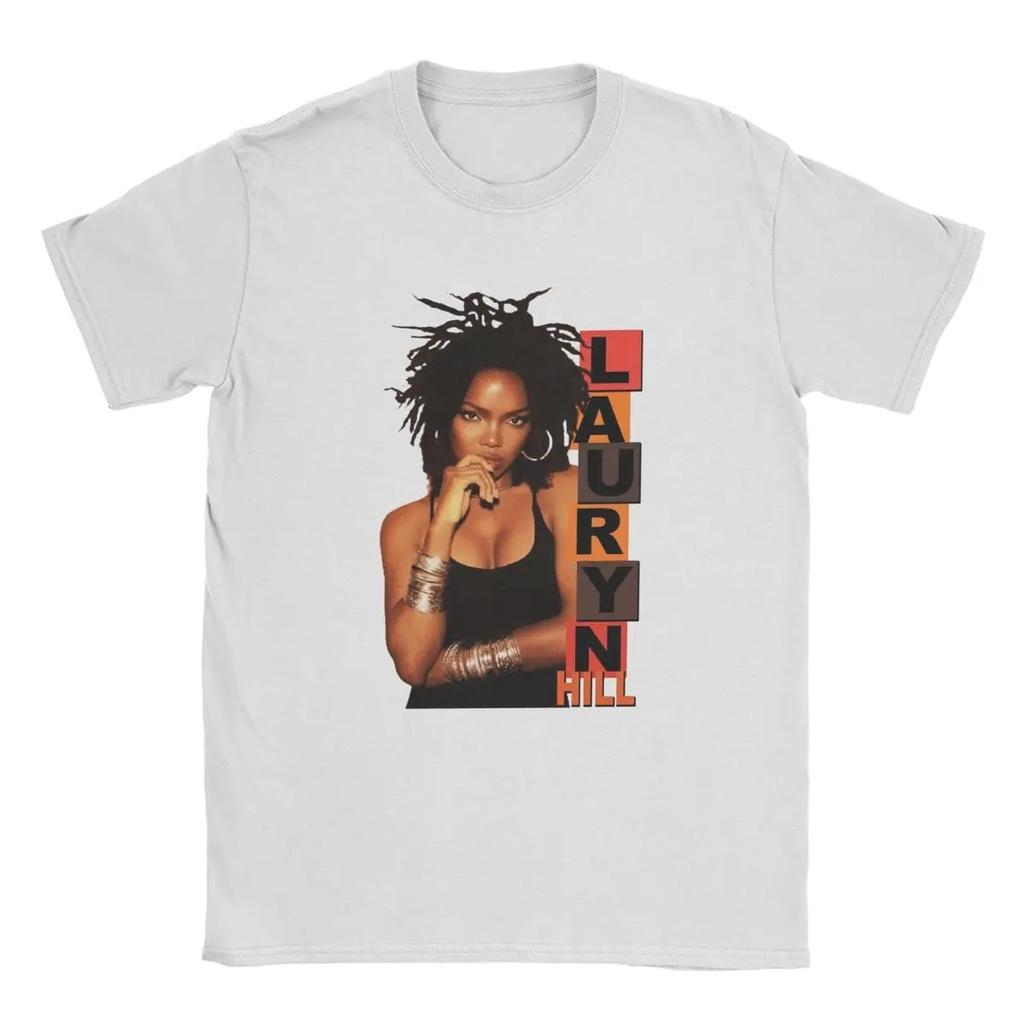 Novelty Famous Lauryn Hill T-Shirts Men Crewneck Pure Cotton T Shirt Hip Hop Harajuku Music Short Sleeve Tees Plus Size Clothes