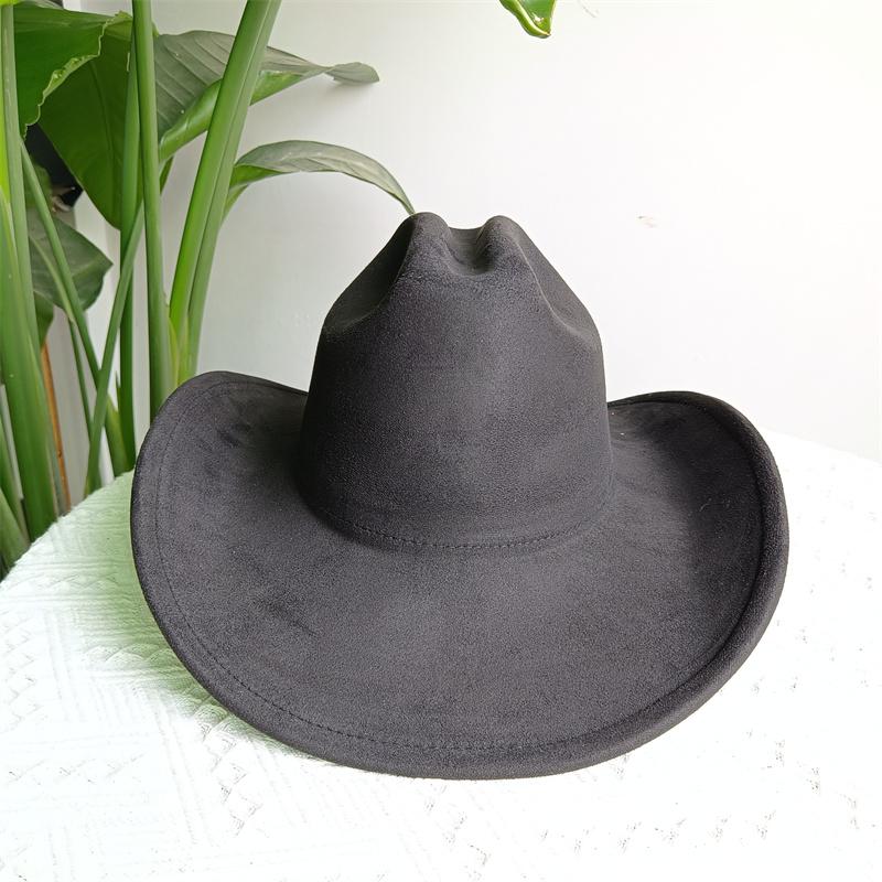 Suede Purple Cowhead Cowboy Hat New Large Size Cowboy Hat Suede Material Water Drop Top Men's and Women's Knight Hat 2023