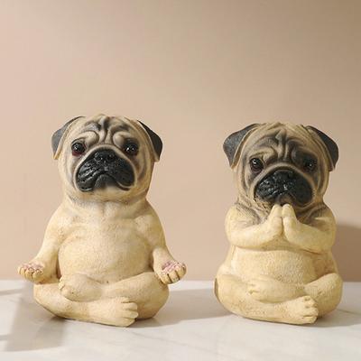Meditierende Hundefigur, Harz, französische Bulldogge, Statue, Yoga-Welpe, Tierskulptur, Home-Office, Desktop-Garten-Dekoration, Ornament