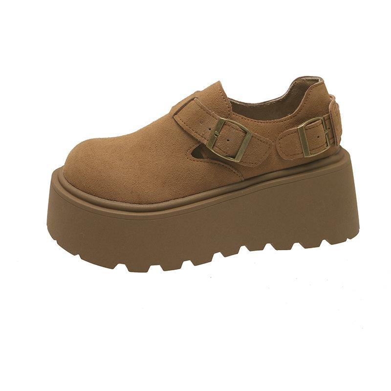 Platform-soled Boken Shoes Women's 2025 Autumn and Winter One-pedal Loafers Retro Lightweight Versatile Casual Shoes Single Shoes