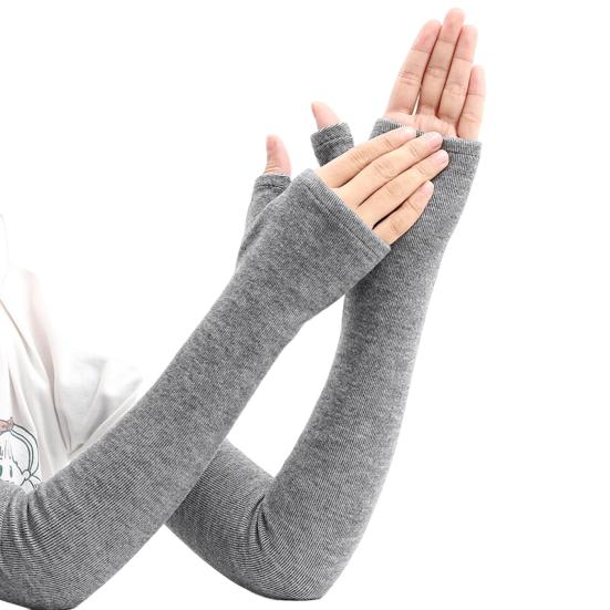1 Pair Fall Winter Gloves Fingerless Knitted High Elasticity Touchscreen Non-slip Elbow-Length Arm Warmers Arm