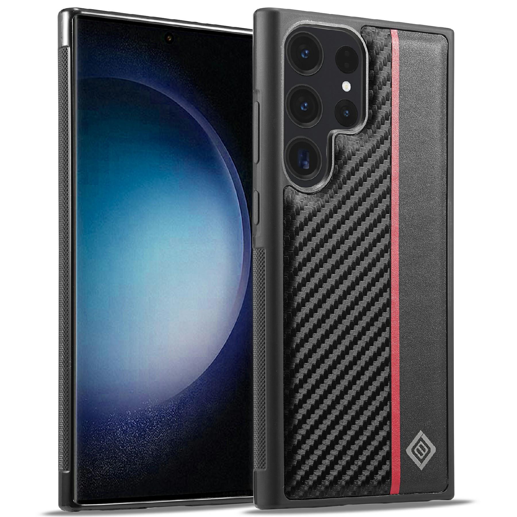 

LC.IMEEKE For Samsung Galaxy S25 Ultra Case Carbon Fiber Texture Leather+TPU+EVA Phone Cover A