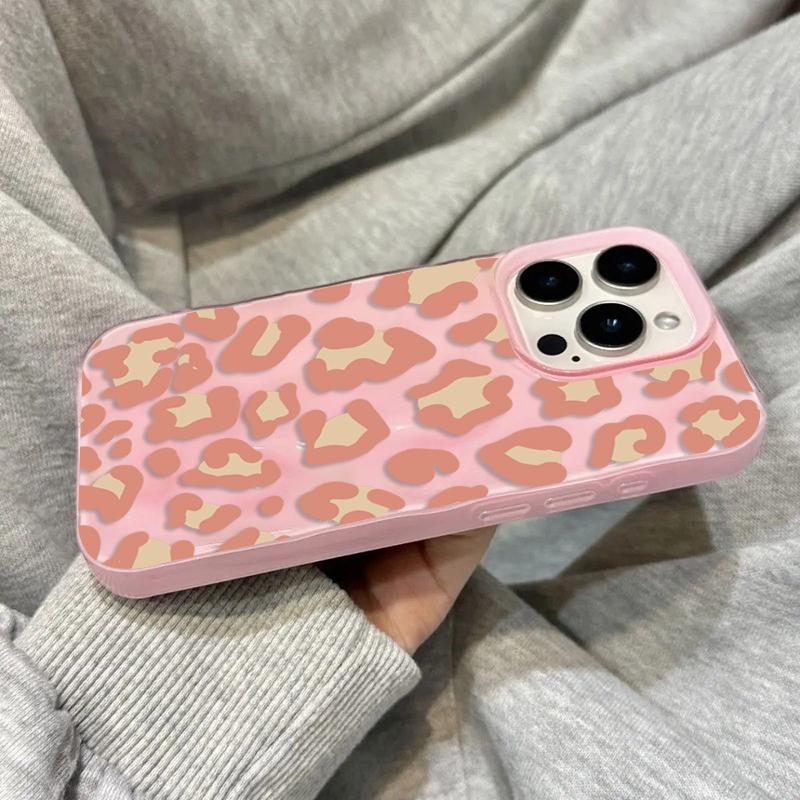 Rosa Leopardenmuster Falttextur Handyhülle Für iPhone 17 Pro Max Air 16E 16 Plus 15 14 13 12 11 Stoßfest Süßigkeiten Bumper Abdeckung
