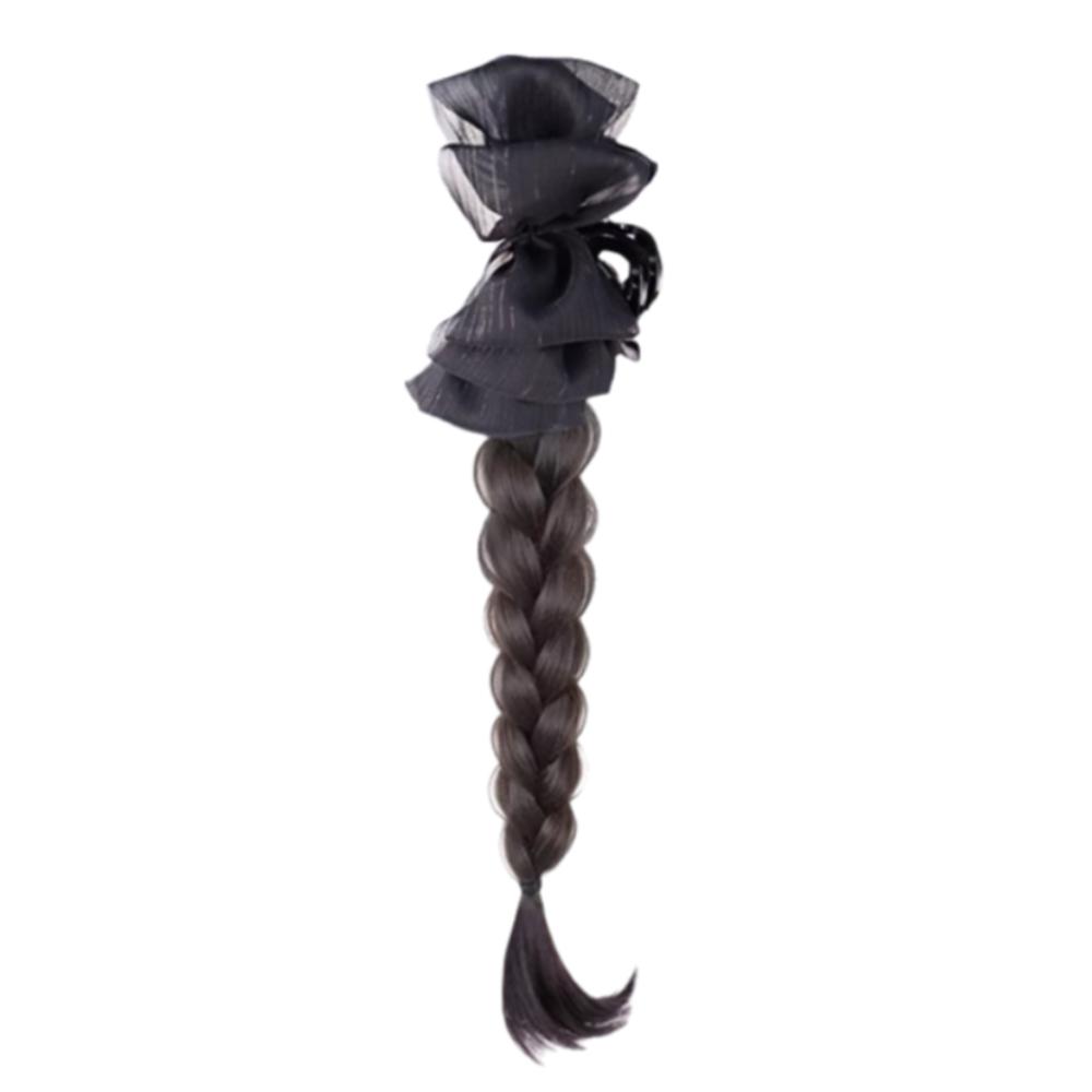 

Temperament Clip Bow High Ponytail Cloud Bubble Pony Tail Hair Piece Women Brown&Black