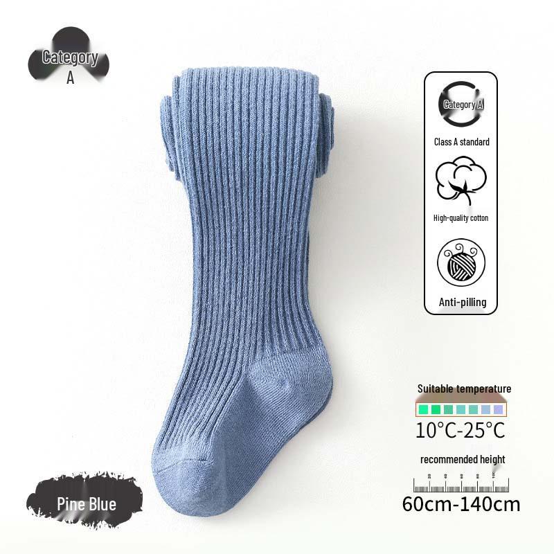 Kids' Combed Cotton Vertical Stripe Pantyhose: Autumn-Winter Leggings & Tights