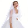 Delicate White Pearls Embellished Hairband Headdress Combined Veil For Bride Formal Event And Everyday Wear