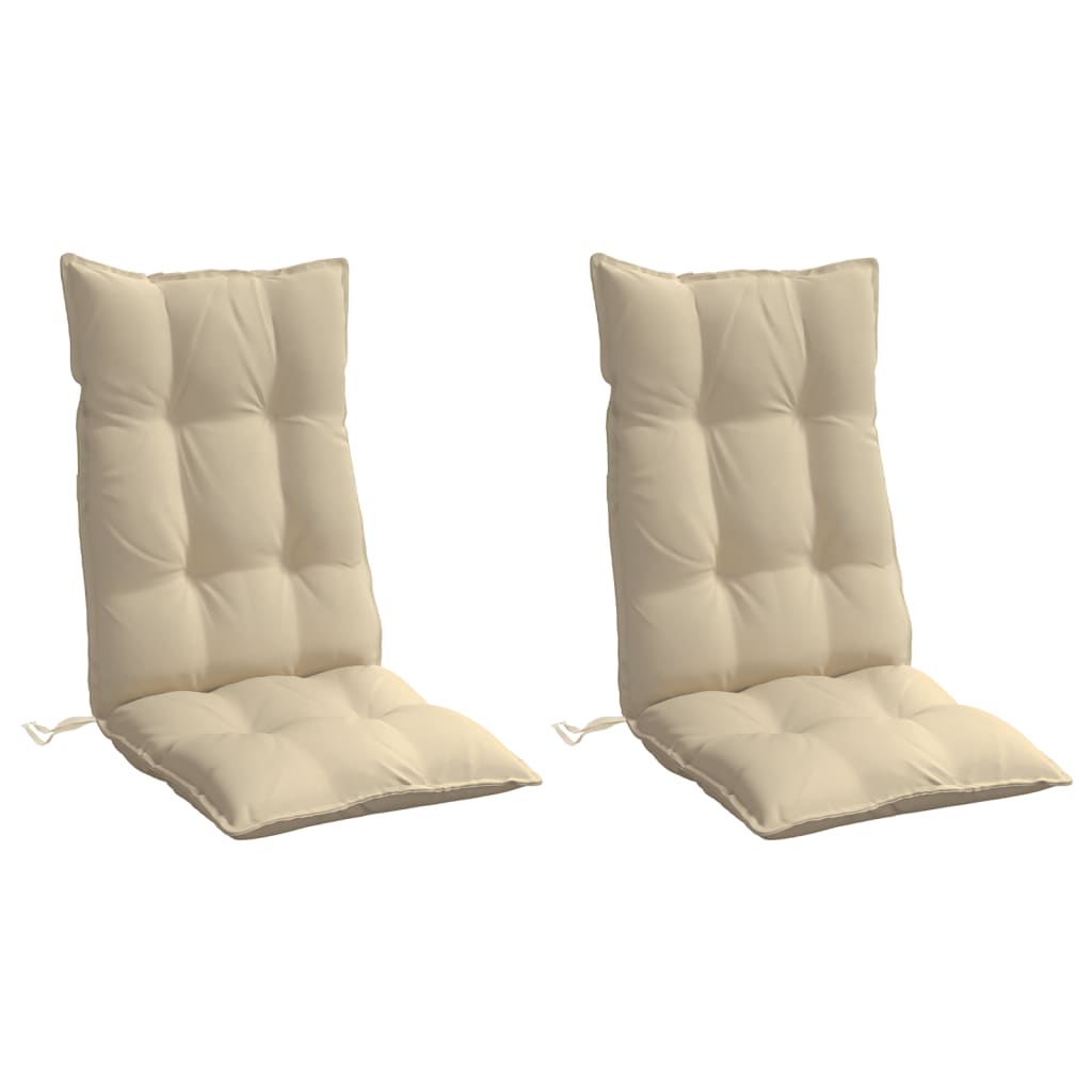 High Back Cushions 2 pcs Beige Oxford Fabric