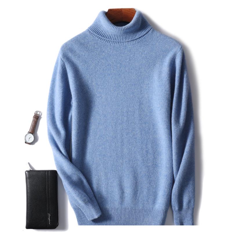 Men s High Neck Pure Wool Knit Sweater - Thick, Soft, Versatile Pullover S