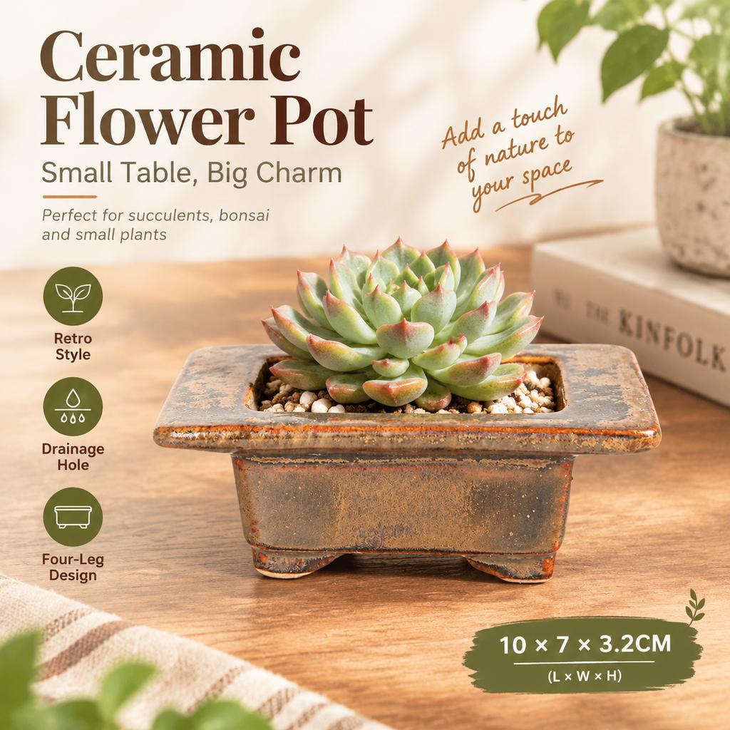 Retro Kiln-Changed Ceramic Mini Flower Pot